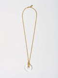 14kt Yellow Gold Square Wheat Chain & Quartz Pendant Necklace pictured on light grey background.