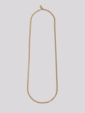 14kt Yellow Gold Hollow Rolo Chain Necklace pictured on light grey background. 