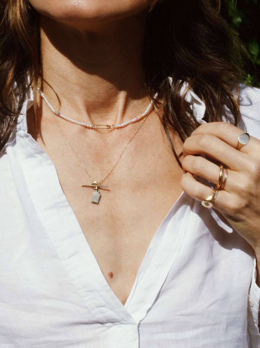 Seed Pearl & Opal Safety Pin Choker – Loren Stewart