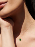 14kt Yellow Gold Green Onyx Padlock Pendant pictured on model.