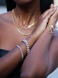 Polished Sterling Silver XXL Thick Rounded Chain Bracelet pictured on models wrist. 