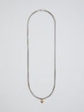Gordita Necklace: Sterling Silver Round Box Chain 3.3mm Wide 20'' Total Length 14kt Yellow Gold Puff Heart Pendant