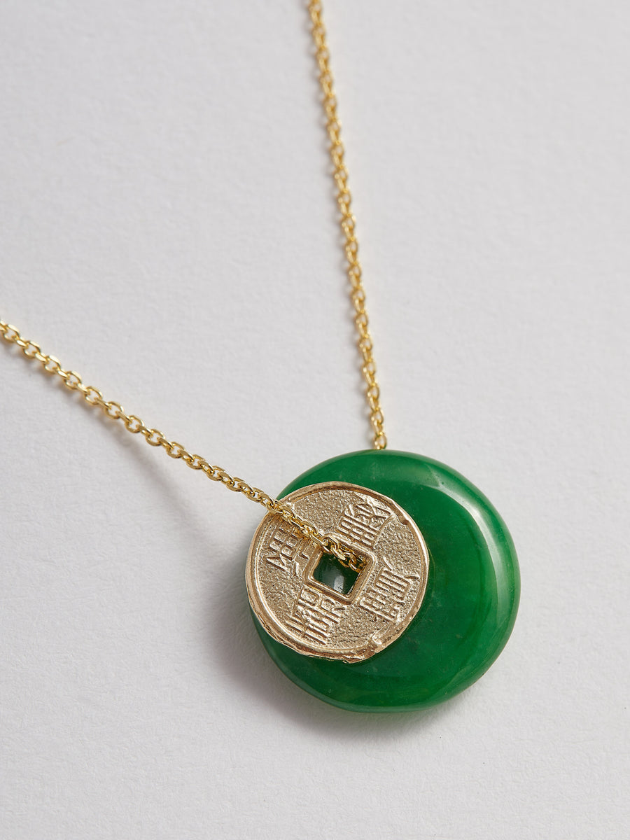 Jade coin necklace Clearance