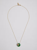 14Kt Yellow Gold Chain Necklace with Jade and Gold Coin Pendants