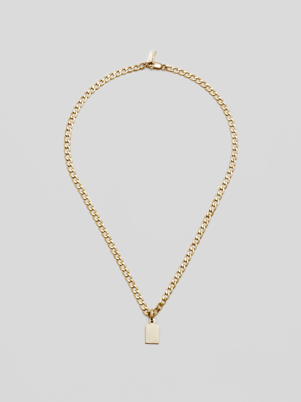 14Kt Yellow Gold Curb Chain Necklace shot with Klint ID Pendant