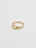 Side Shot of Mini Square ID Ring: 14kt Yellow Gold Ring with a 5mm Square ID Face and a 3.5mm to 2mm Tapered Band