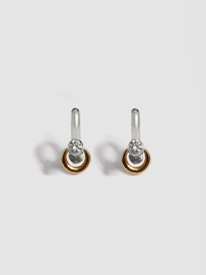 Pierced Duo Gemstone Barbell Huggies