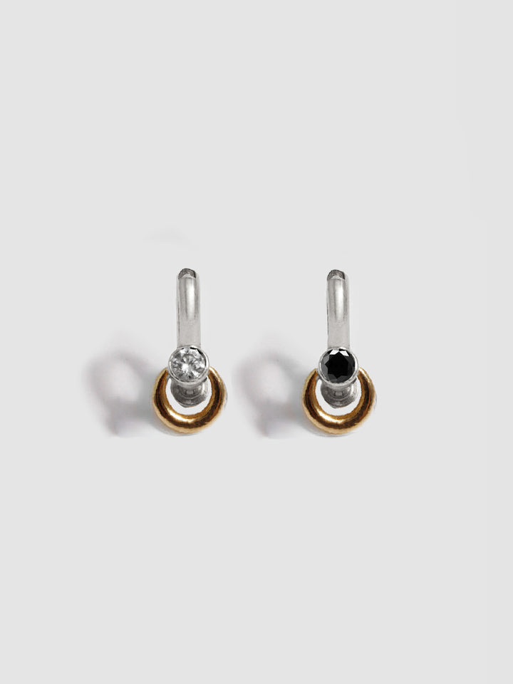 Pierced Duo Gemstone Barbell Huggies
