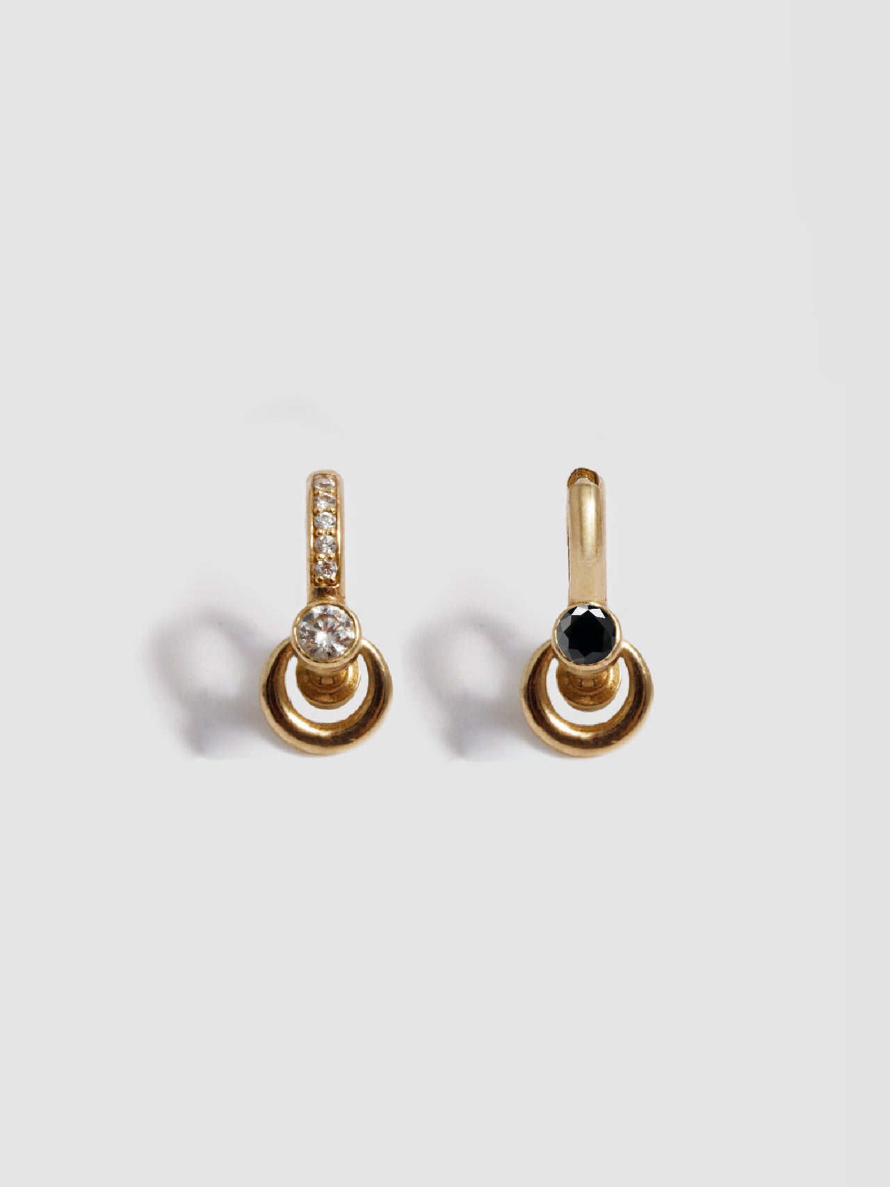 Pierced Duo Gemstone Pave Barbell Huggies