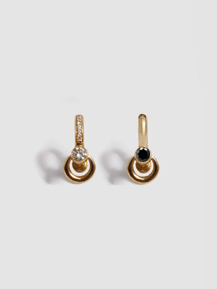 Pierced Duo Gemstone Pave Barbell Huggies