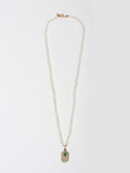 Pearl Octagonal ID Lucky Charm Necklace - Archival Collection