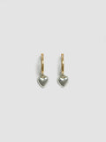 Product Shot of shiny Gordita Heart Huggies (10kt Gold Click On Huggies 11.5mm Diameter Sterling Silver Puff Heart 6mm) shot on white background