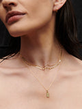 14kt Yellow Gold Necklace with ID Tag Pendant on model pictured with other gold chains