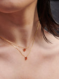 14kt Yellow Gold Fire Opal Valentino Necklace pictured on model. 
