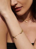 Vermeil Bizmark Chain Bracelet pictured on models wrist.