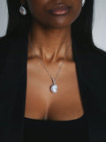 Sterling Silver Pearl & Toggle Necklace pictured on model. 
