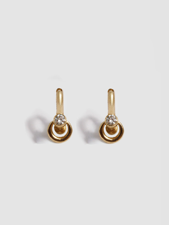 Pierced Duo Gemstone Barbell Huggies