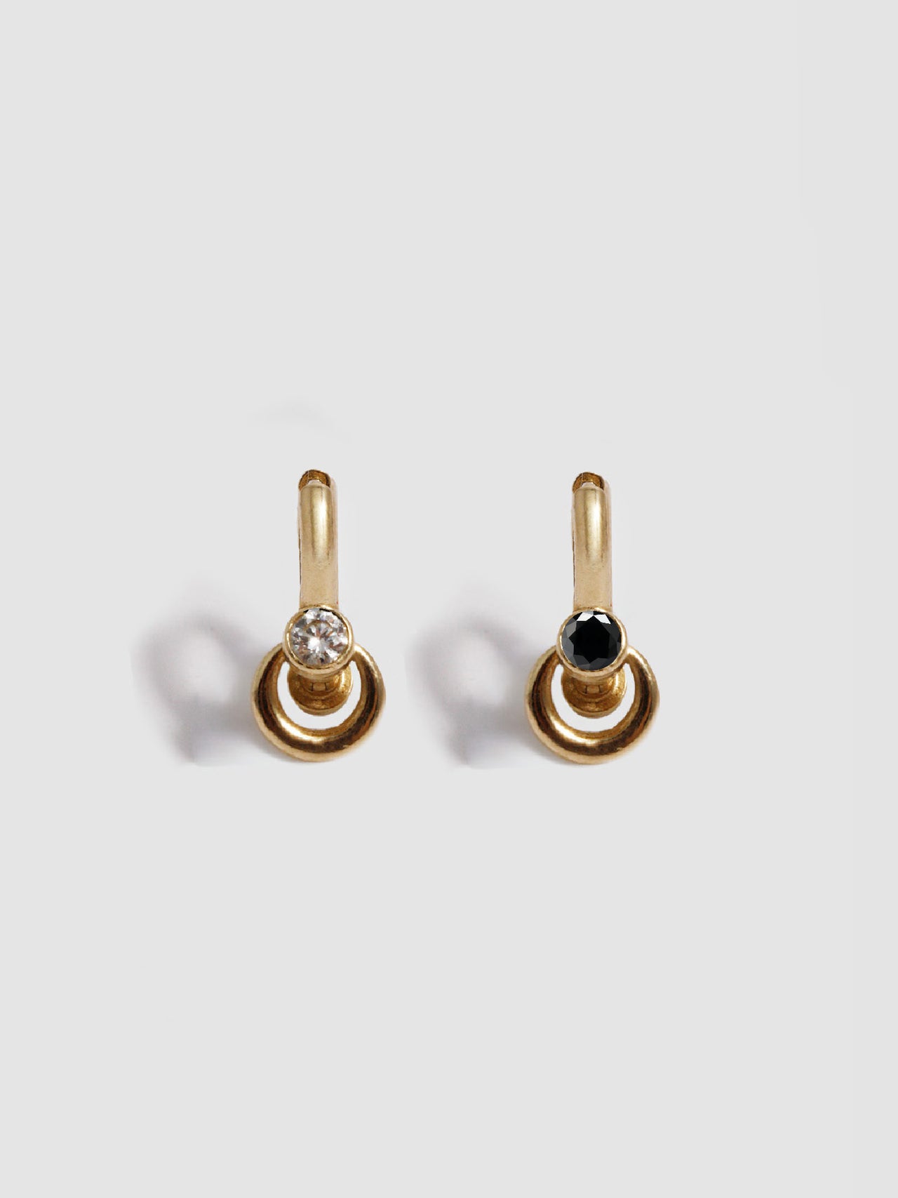 Pierced Duo Gemstone Barbell Huggies