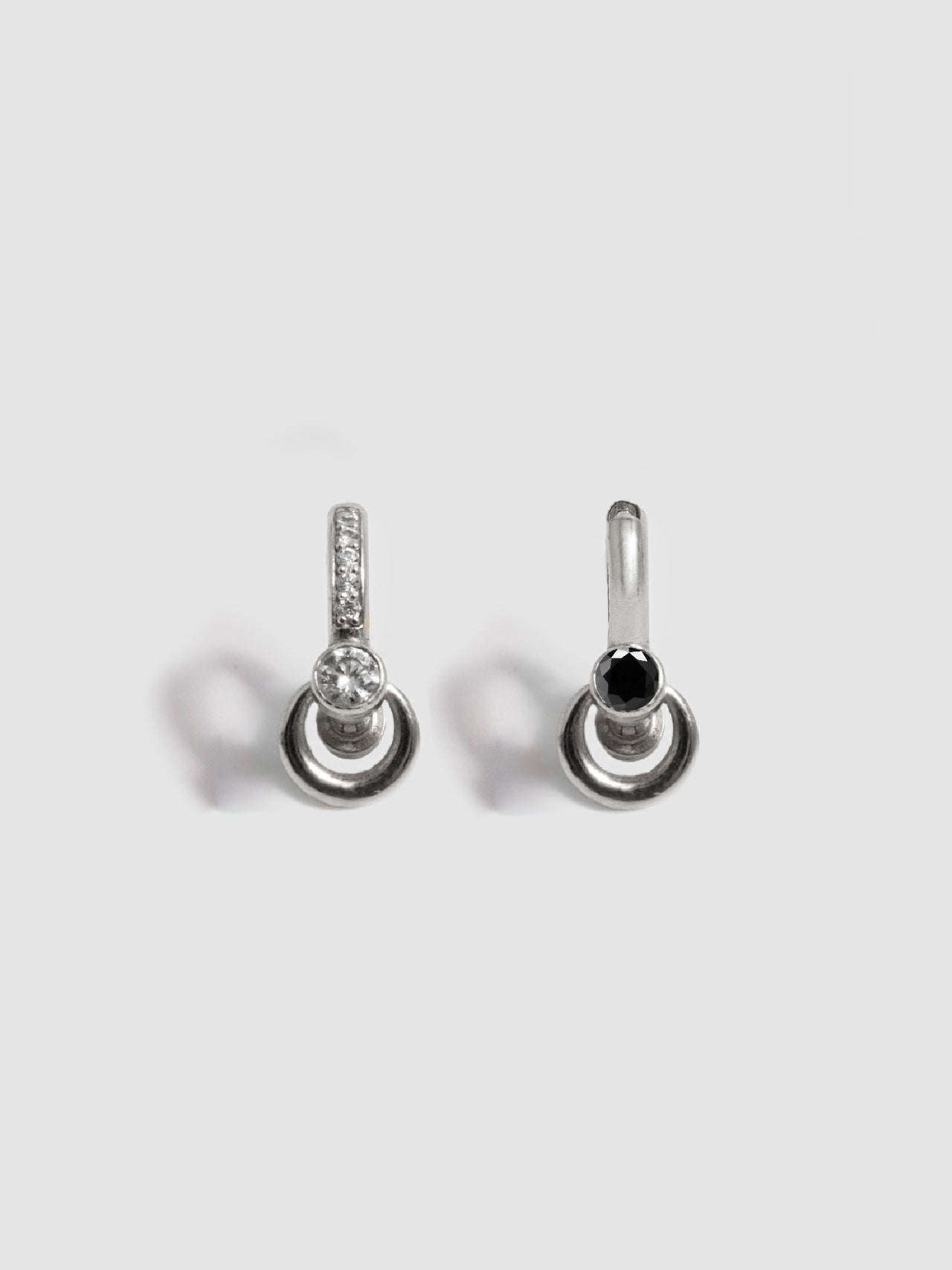 Pierced Duo Gemstone Pave Barbell Huggies