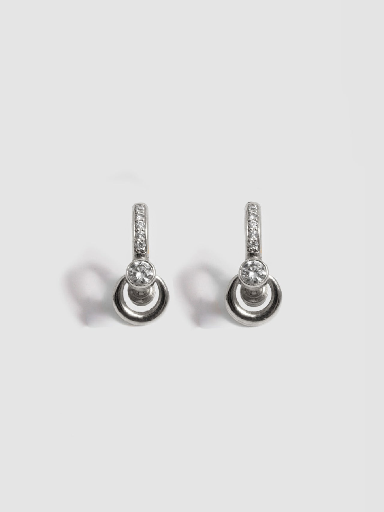 Pierced Duo Gemstone Pave Barbell Huggies