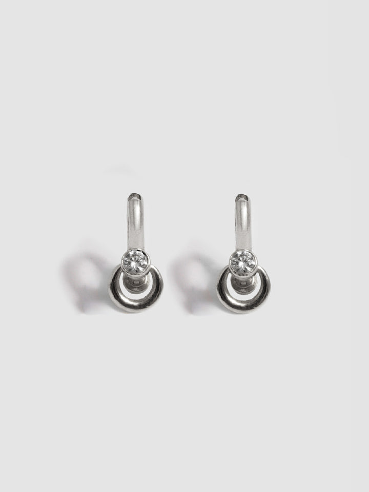Pierced Duo Gemstone Barbell Huggies