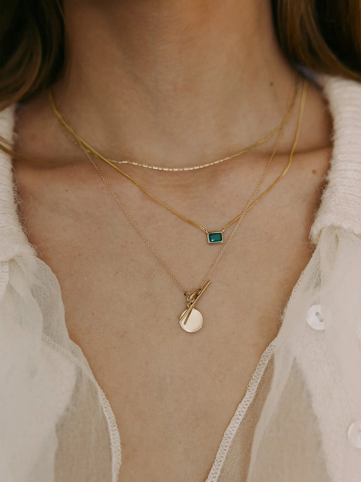 Emerald Cut Bezel Necklace