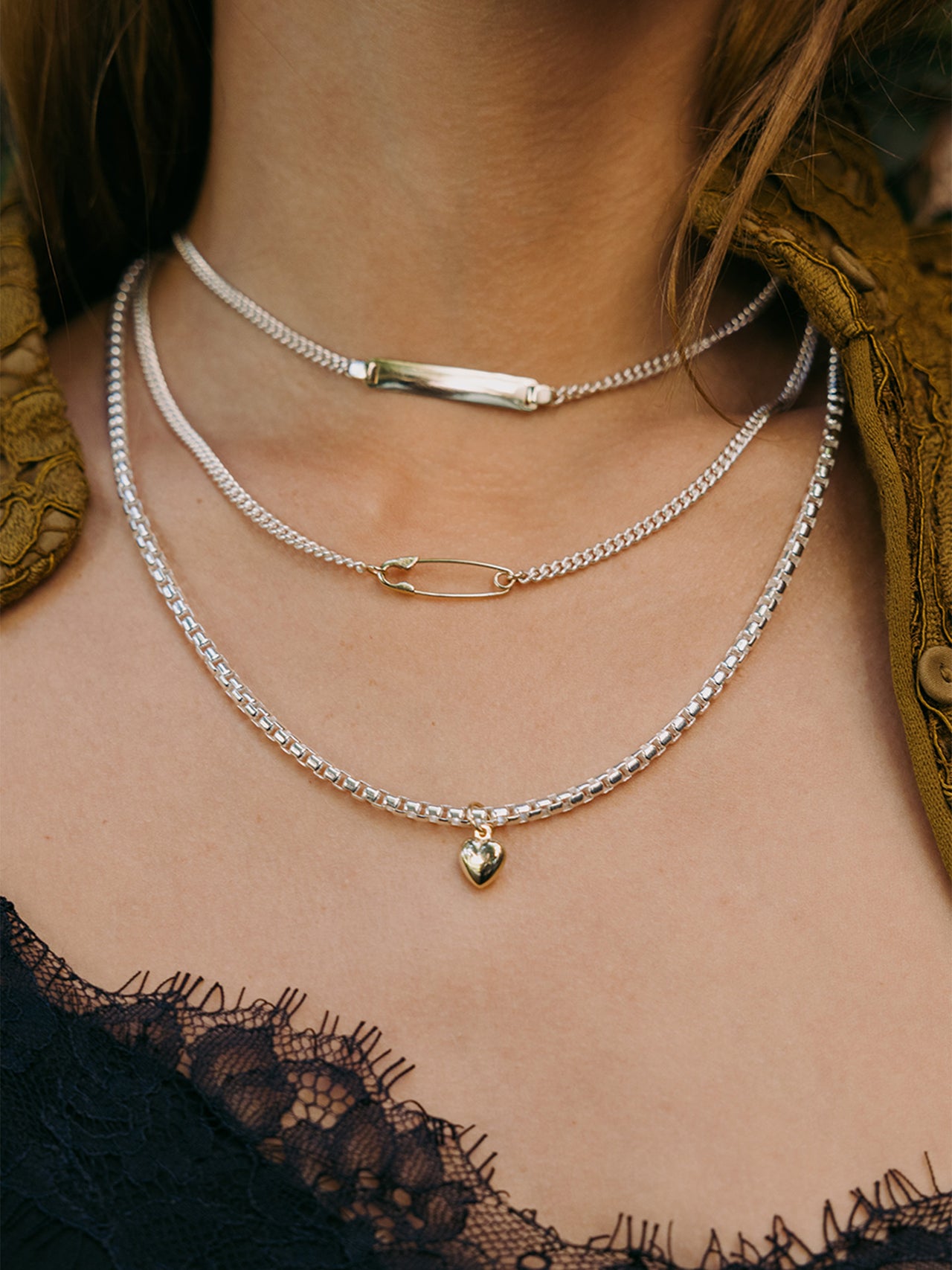 Petite Industrial Safety Pin Necklace