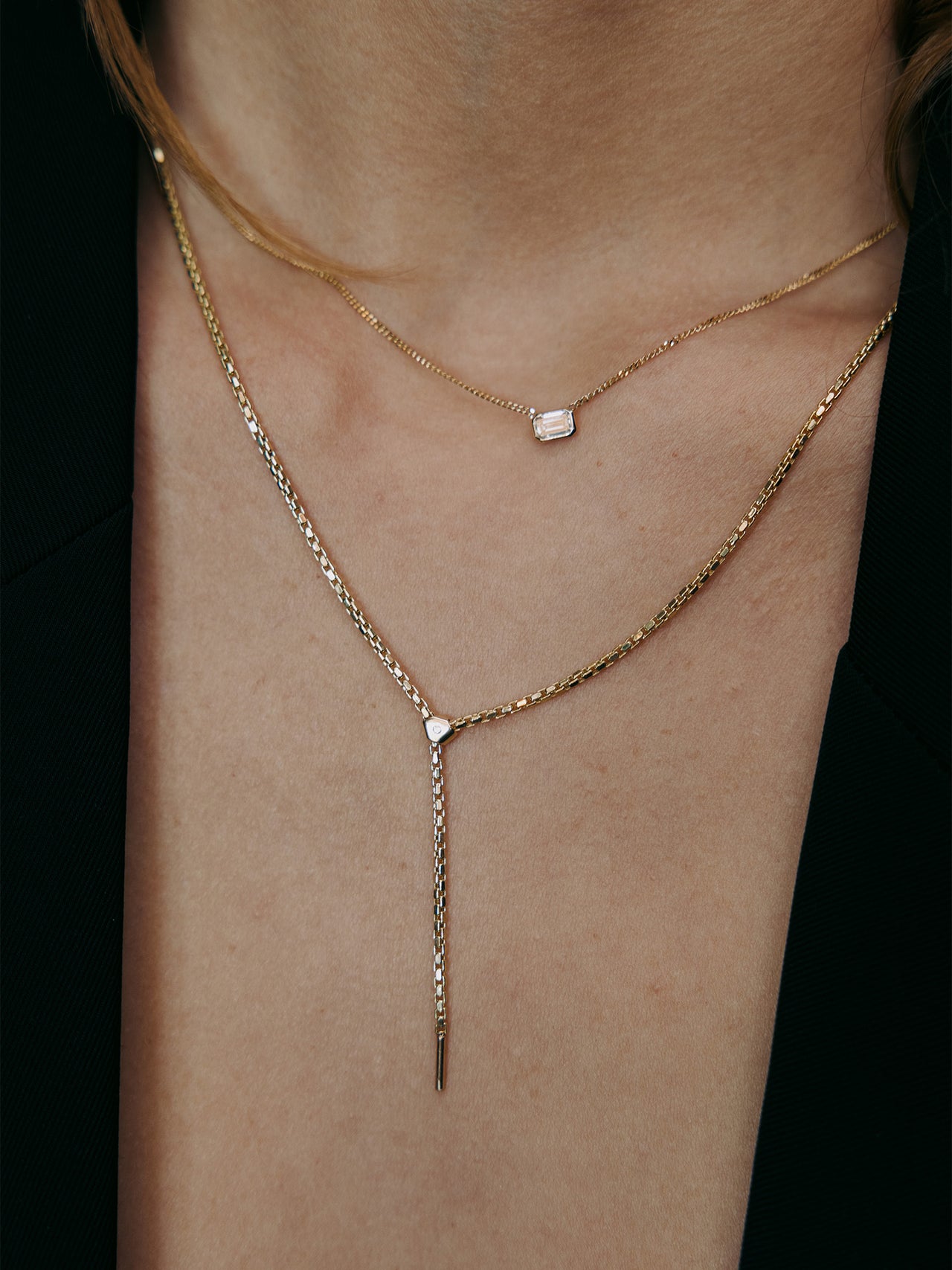 Emerald Cut Floating Diamond Necklace