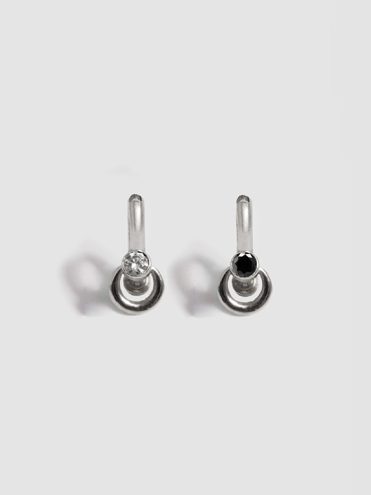 Pierced Duo Gemstone Barbell Huggies