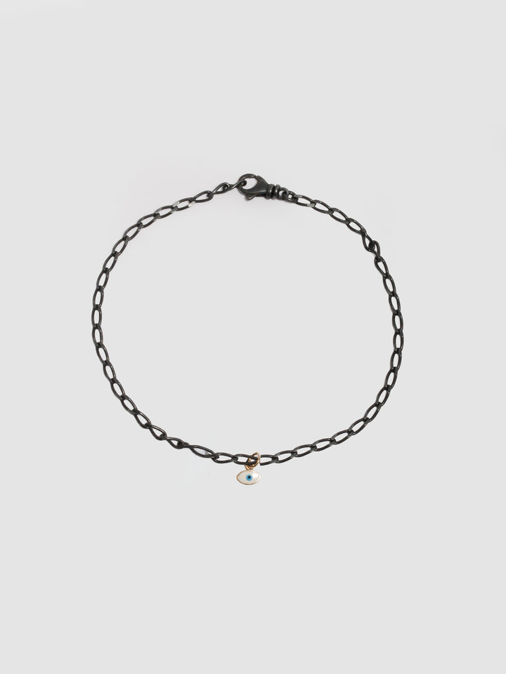 Oxidized Evil Eye Chain Anklet - Archival Collection