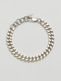 Sterling Silver Solid Diamond Cut Chain Bracelet pictured on light grey background. 