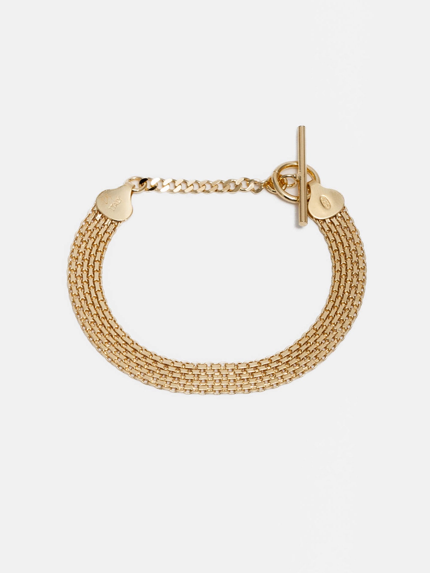 Vermeil Bizmark Chain Bracelet pictured on light grey background.