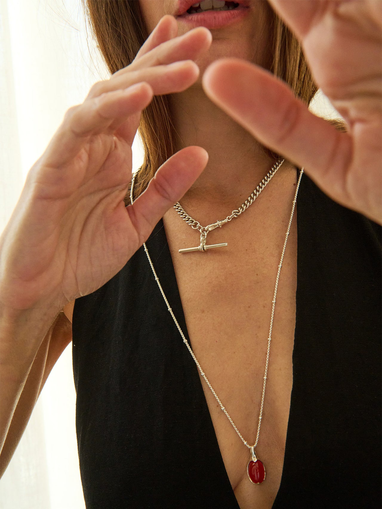 Industrial T-Bar Curb Chain Necklace