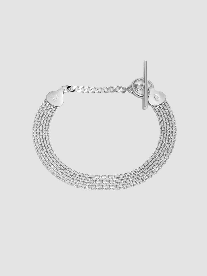 Sterling Silver Bismark Chain Bracelet pictured on light grey background.