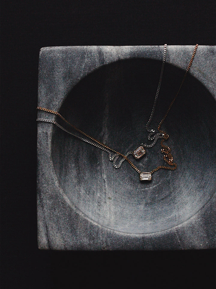 Emerald Cut Floating Diamond Necklace