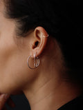 Sterling Silver Safety Pin Earring pictured in models ear. Second piercing. 