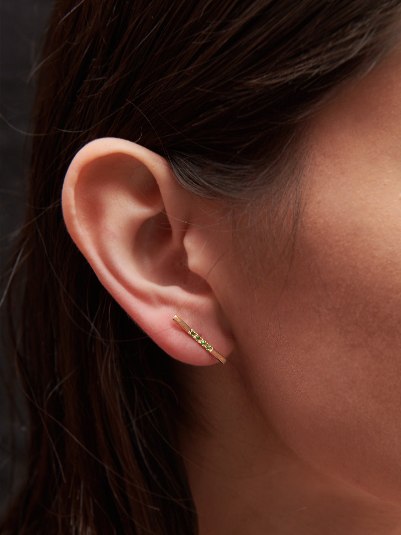 14kt Yellow Gold Gemstone Long Rod Stud