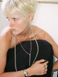 Sterling Silver Bolo Pendant Necklace pictured on model