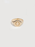 14Kt Yellow Gold Signet Ring engraved with letter O in Block Font. 