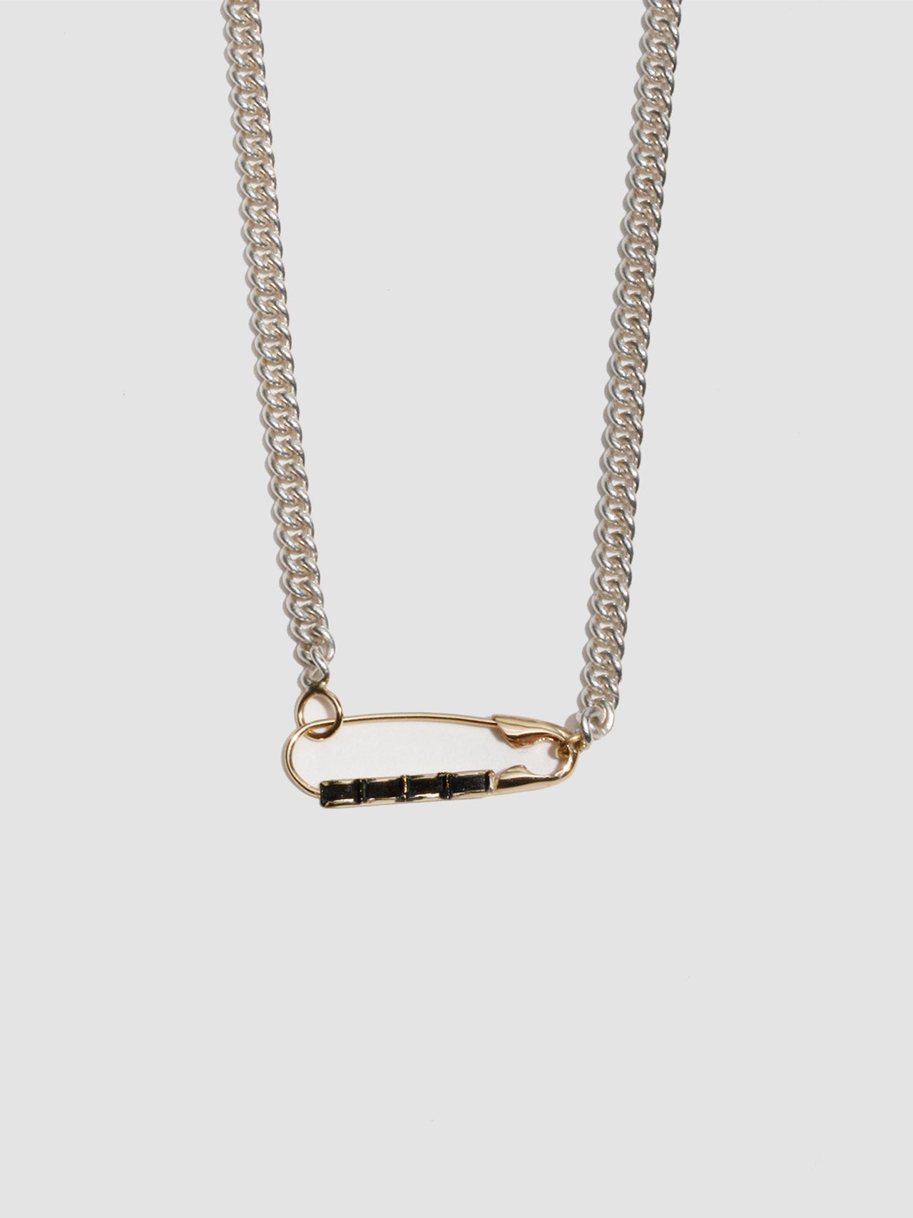 Petite Industrial Baguette Safety Pin Necklace