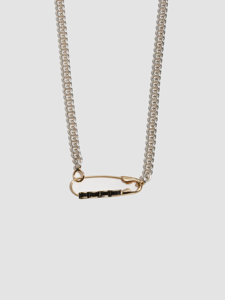 Petite Industrial Baguette Safety Pin Necklace