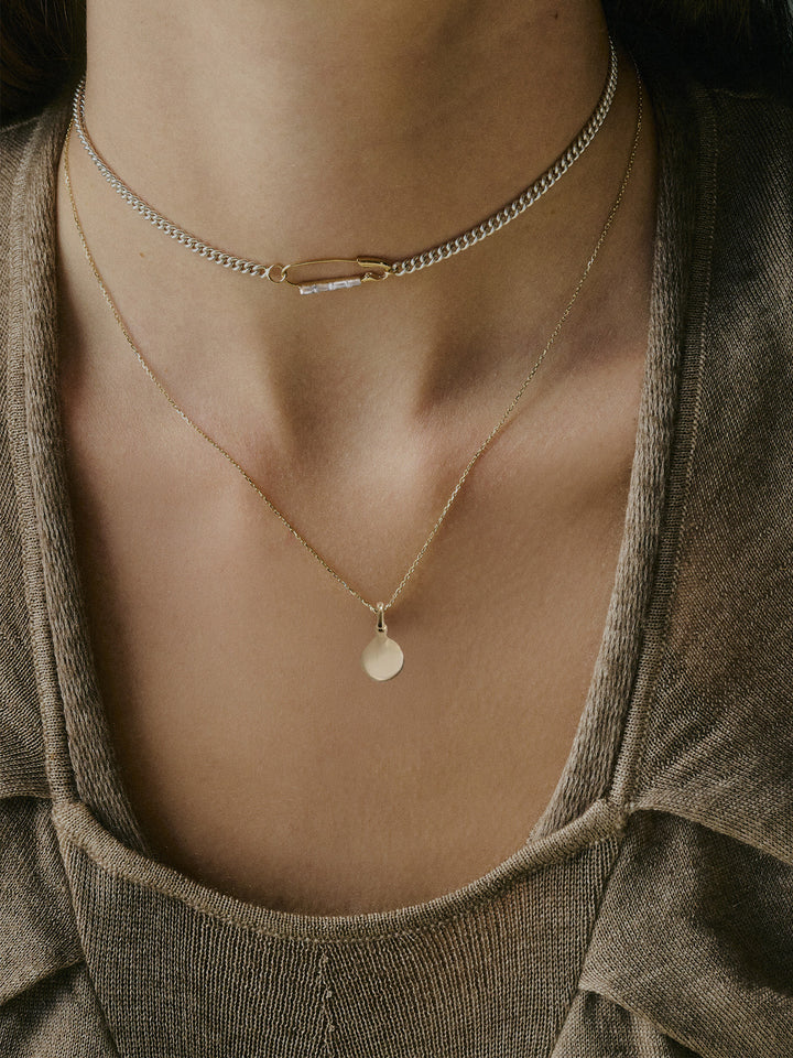 Petite Industrial Baguette Safety Pin Necklace