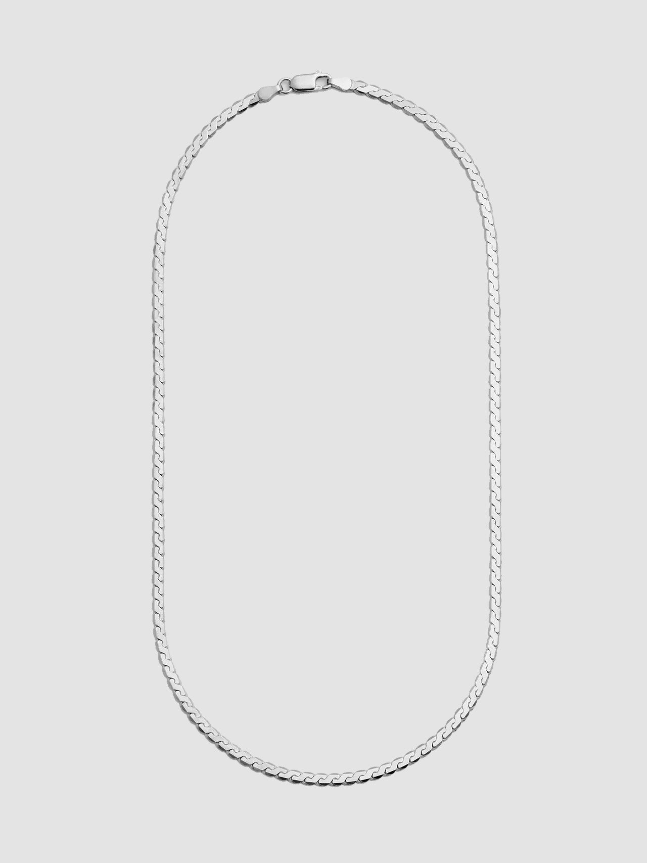 Sterling Silver Serpentine Chain Necklace on a light gray background