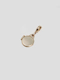 14Kt Yellow Gold Locket Pendant pictured on light grey background. 