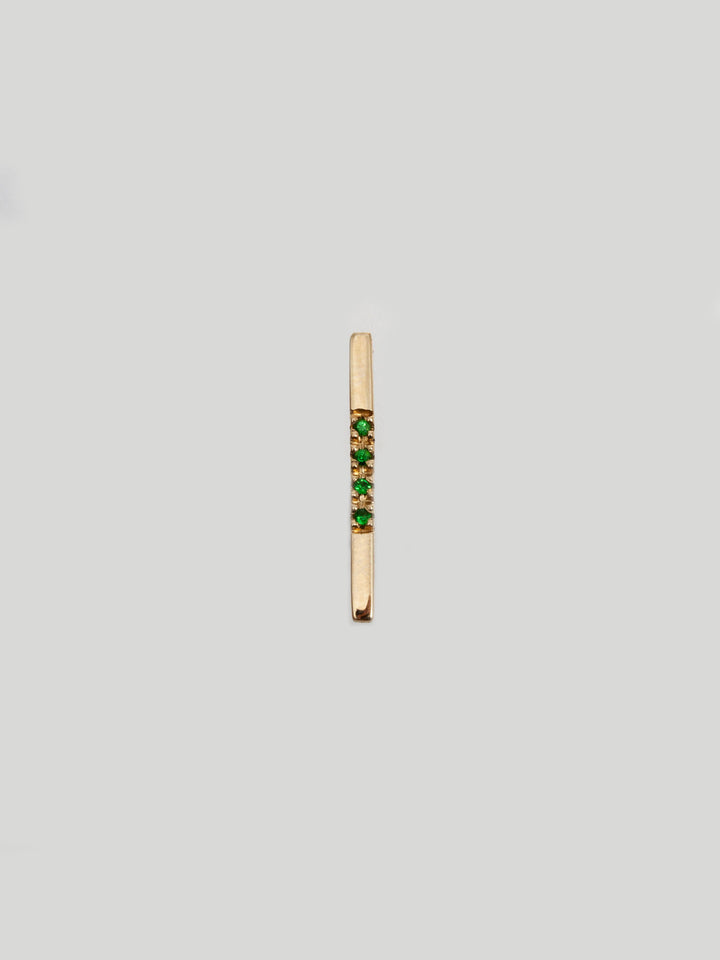 14kt Yellow Gold Gemstone Long Rod Stud pictured on light grey background. 