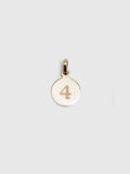 14Kt Yellow Gold Mini Disk Pendant engraved with the letter '4' in Gothic font. 