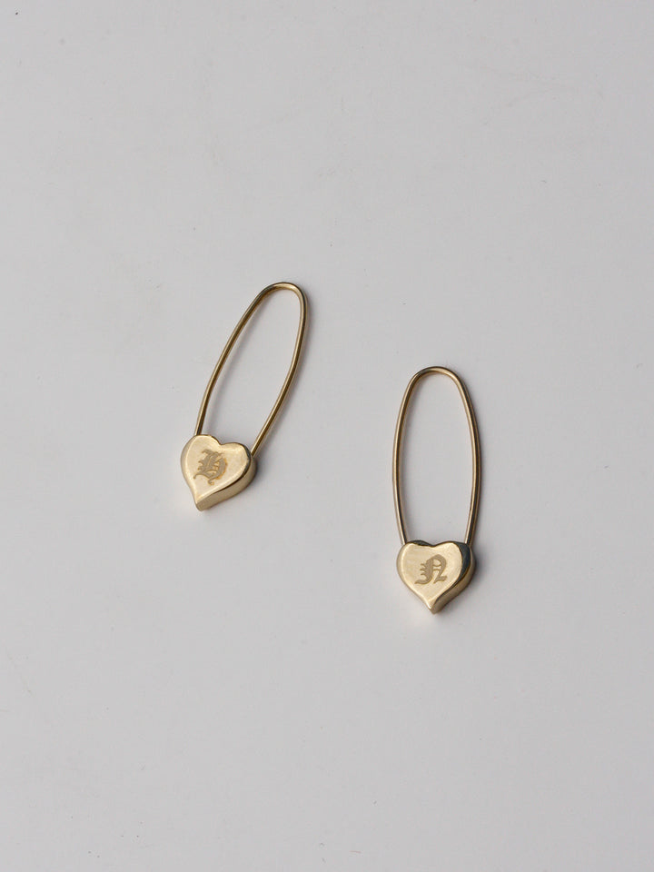 Heart Safety Pin Earring