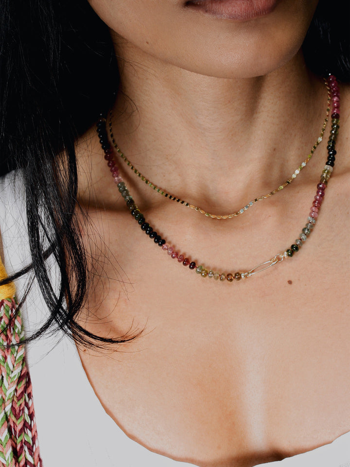 Tourmaline Safety Pin Necklace