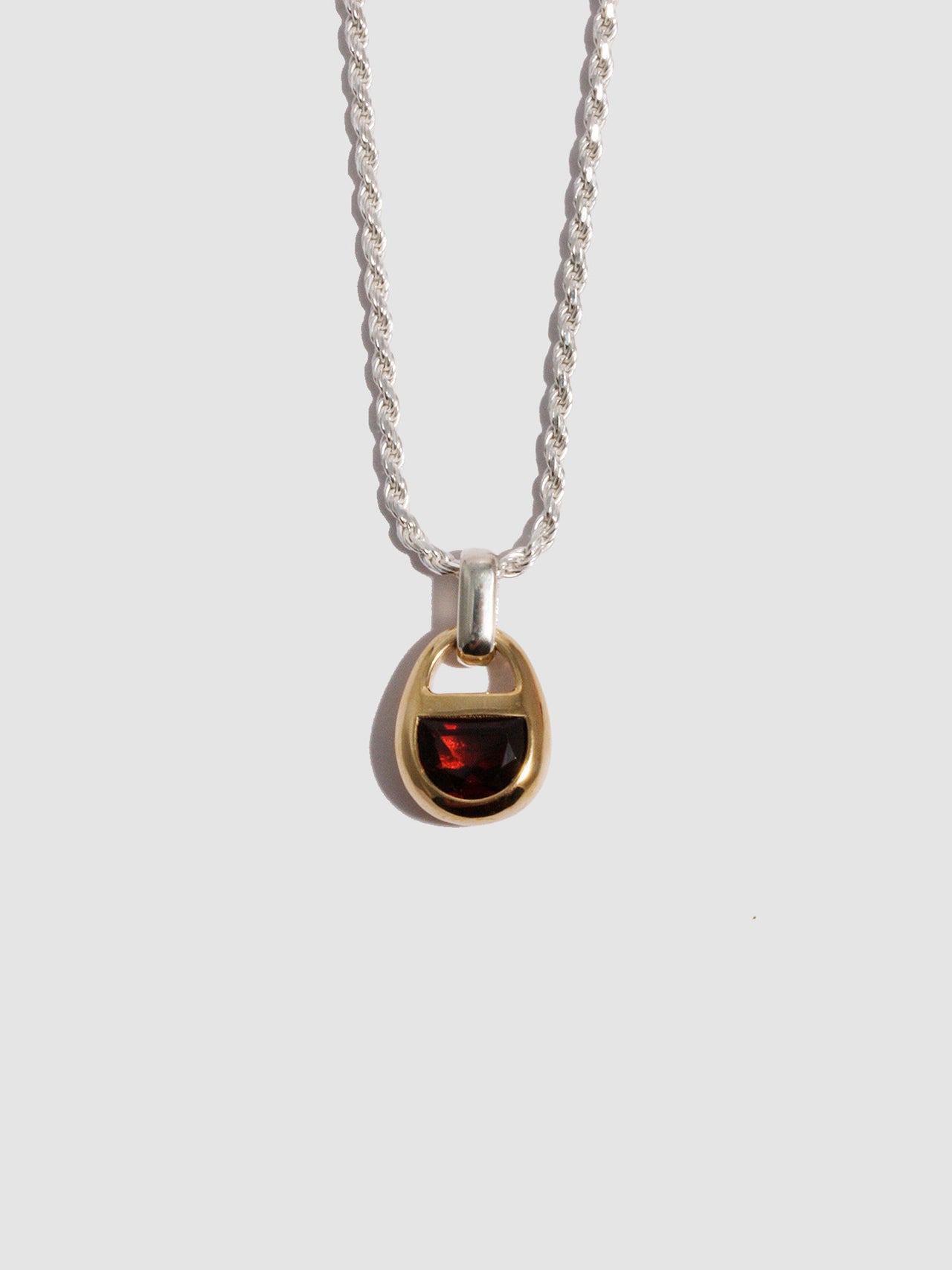 Mixed Metal Half Moon Locket Pendant