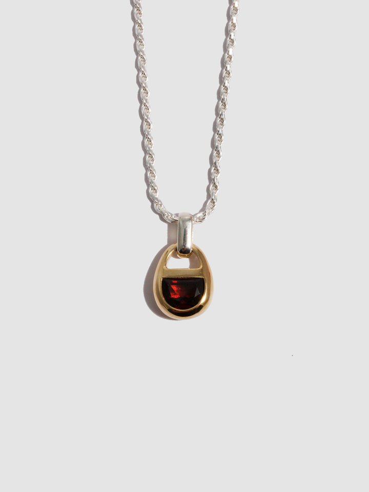 Mixed Metal Half Moon Locket Pendant